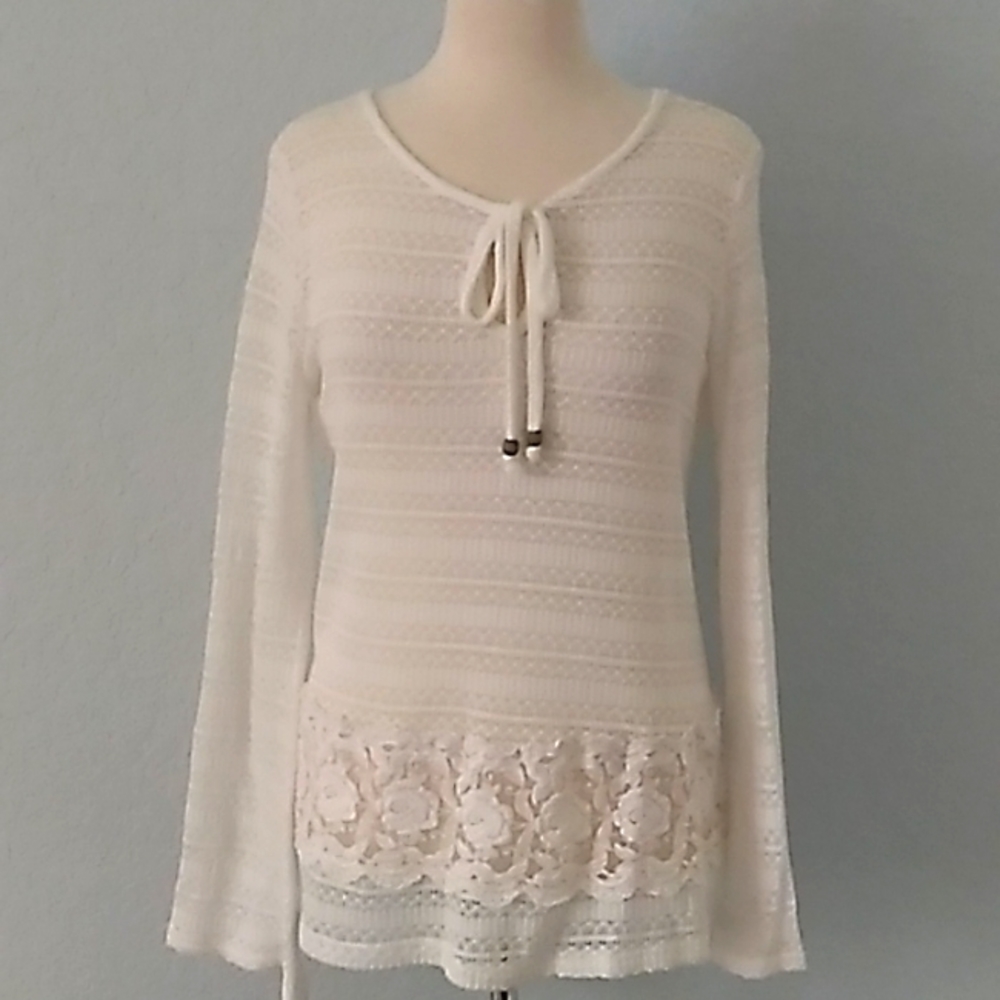 Crochet Bell Sleeve Tunic Sweater